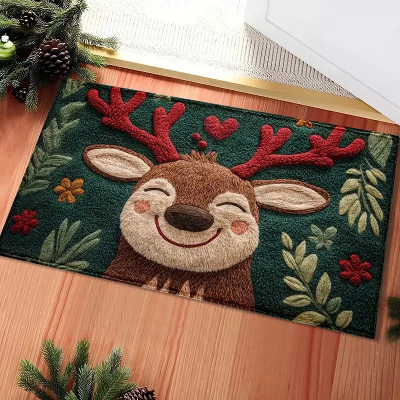 40x60cm Christmas Door Mat with Santa Claus, Reindeer & Xmas Tree – Holiday Floor Mat for Home & Bathroom 2025