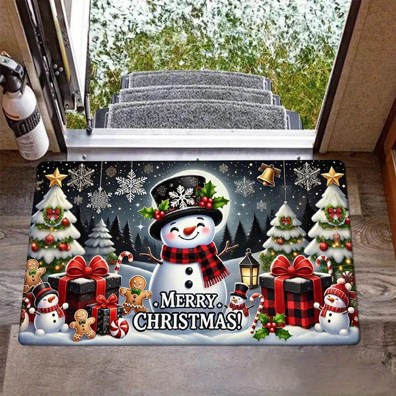 40x60cm Christmas Door Mat with Santa Claus, Reindeer & Xmas Tree – Holiday Floor Mat for Home & Bathroom 2025