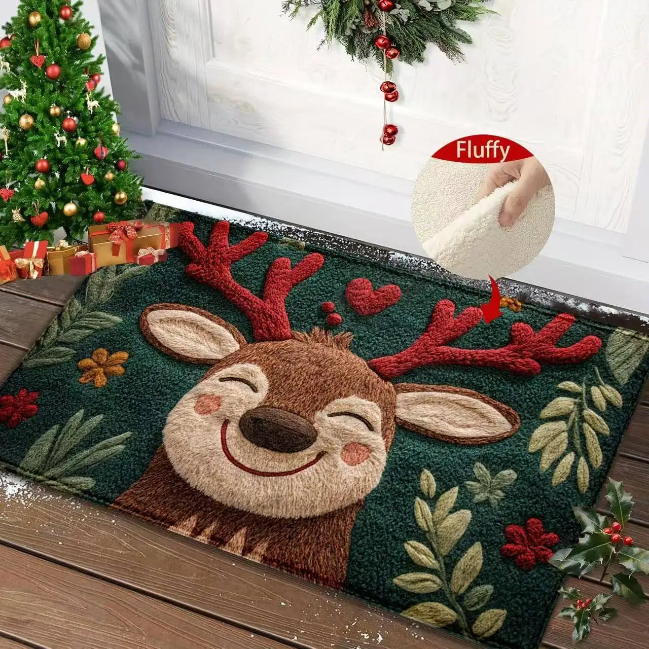 40x60cm Christmas Door Mat with Santa Claus, Reindeer & Xmas Tree – Holiday Floor Mat for Home & Bathroom 2025